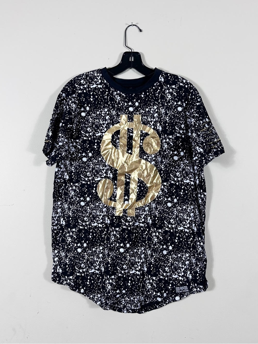 Phat Farm Mens M T Shirt NWT Deadstock Black Gold Dollar Sign Hip Hop Streetwear